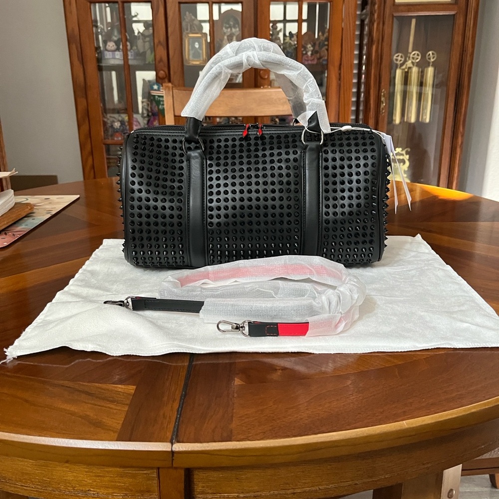 Source Unknown Black Studded Barrel Crossbody Bag… - image 1